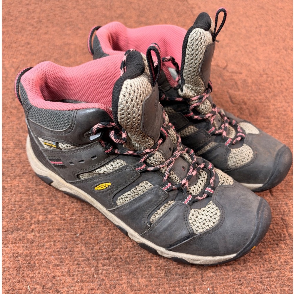Keen Voyageur Mid Waterproof Hiking Boots Womens 8.5 Gray Pink Leather 1011200